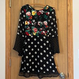 ASOS floral and polka dot dress with open back